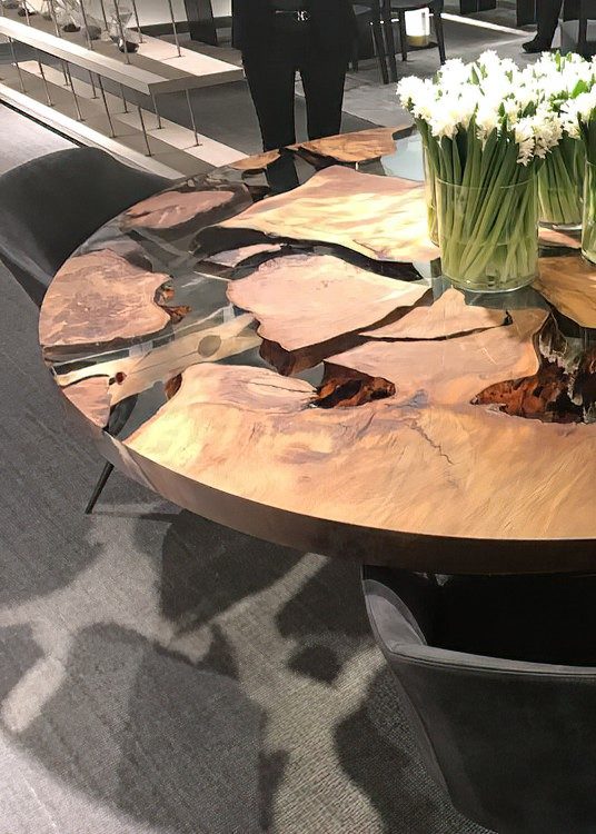 Round Wooden Dining Table - Epoxy Resin