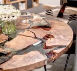 Round Wooden Dining Table - Epoxy Resin