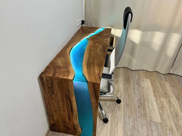 Waterfall Desk With Drawer -Epoxy Resin