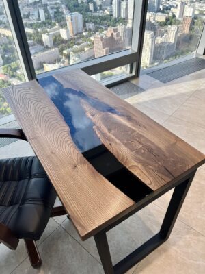 Natural Wood Office Desk - Epoxy Resin