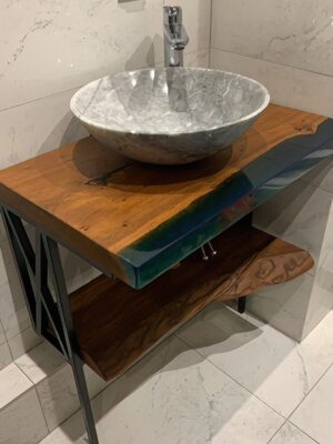 Wood Bathroom Countertop - Epoxy Resin