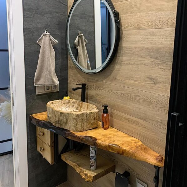 Modern Wood Bathroom Vanity - Epoxy Resin