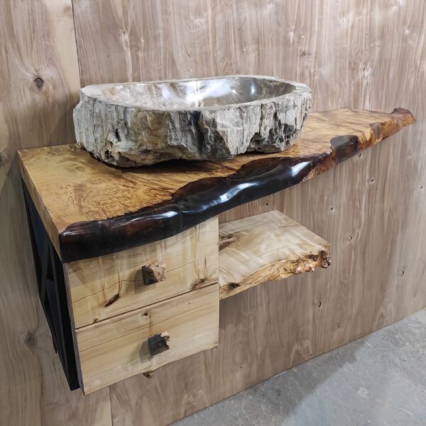 Modern Wood Bathroom Vanity - Epoxy Resin